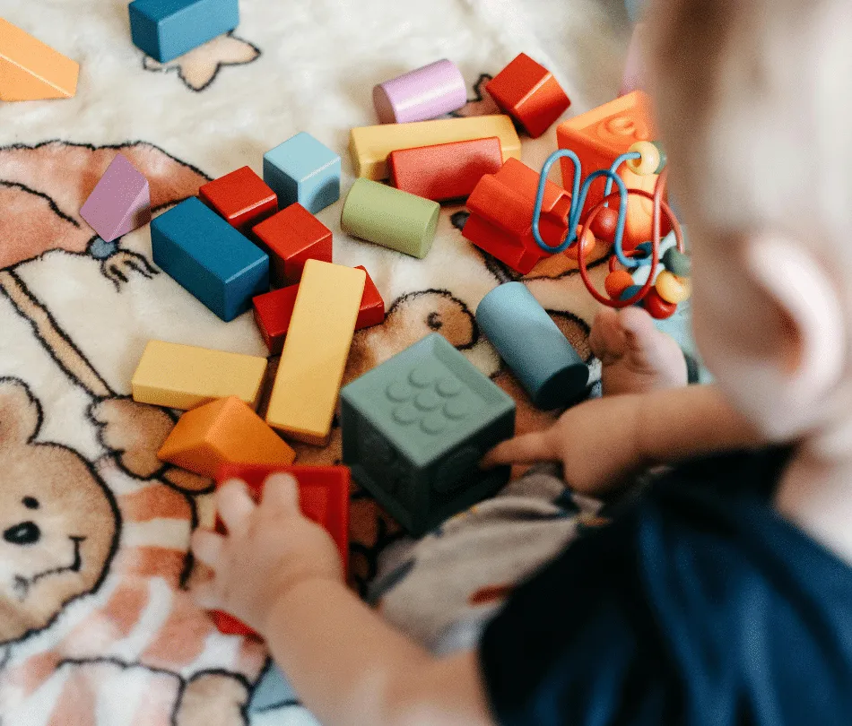 Theraplay Session Boy Playing with Blocks