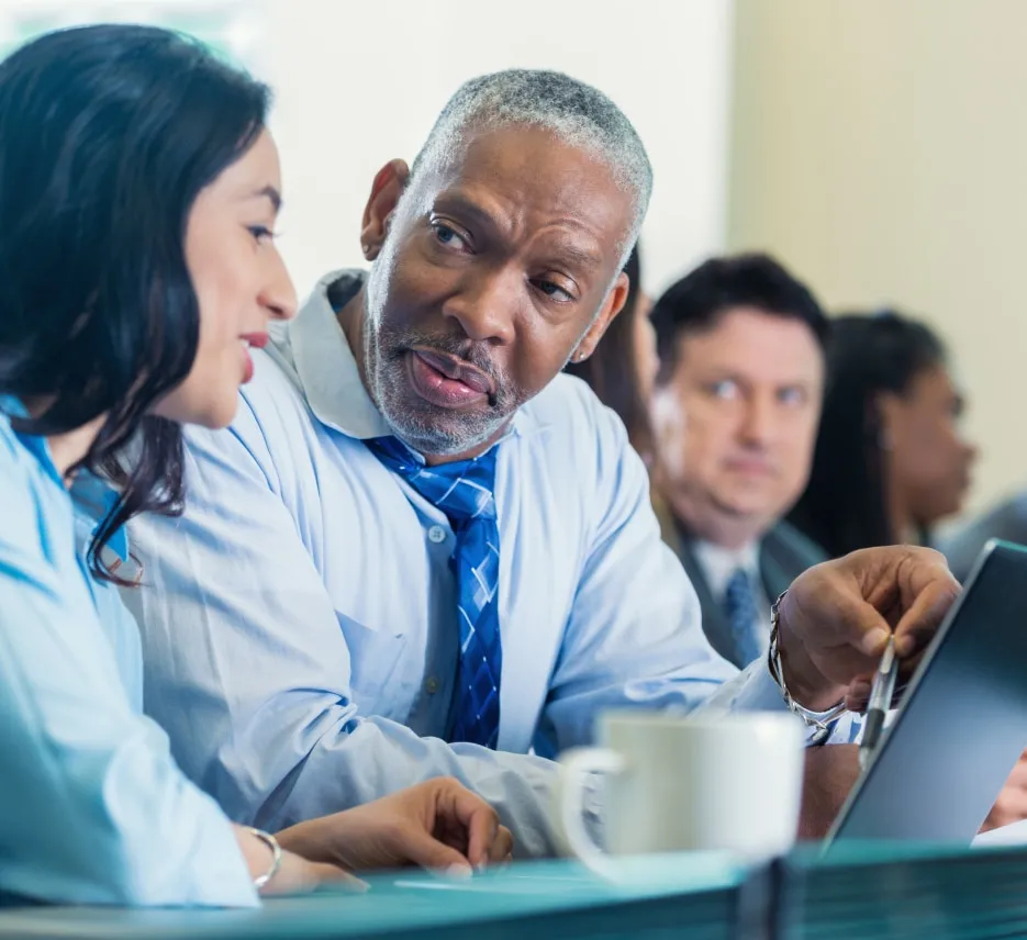 man and women talking about adoption
