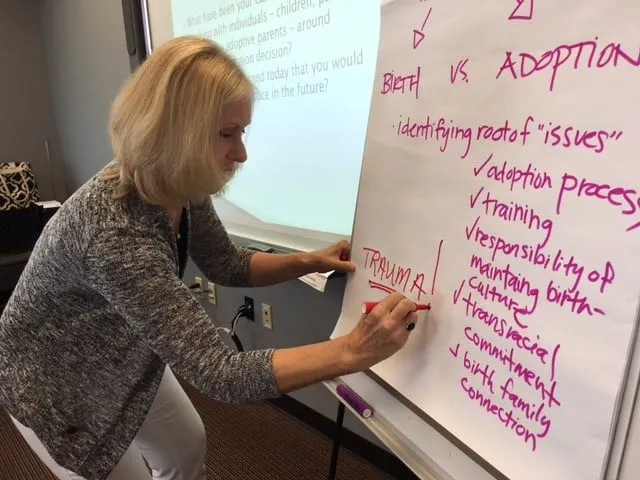 TAC Trainer writing on big white notepad