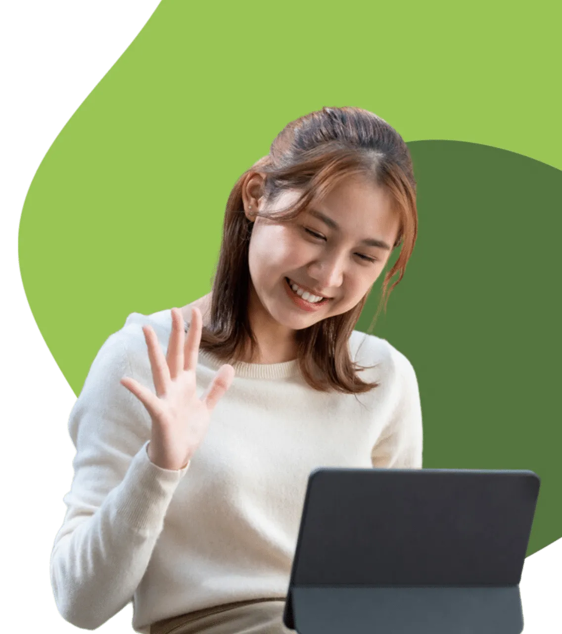 girl using laptop for teletherapy