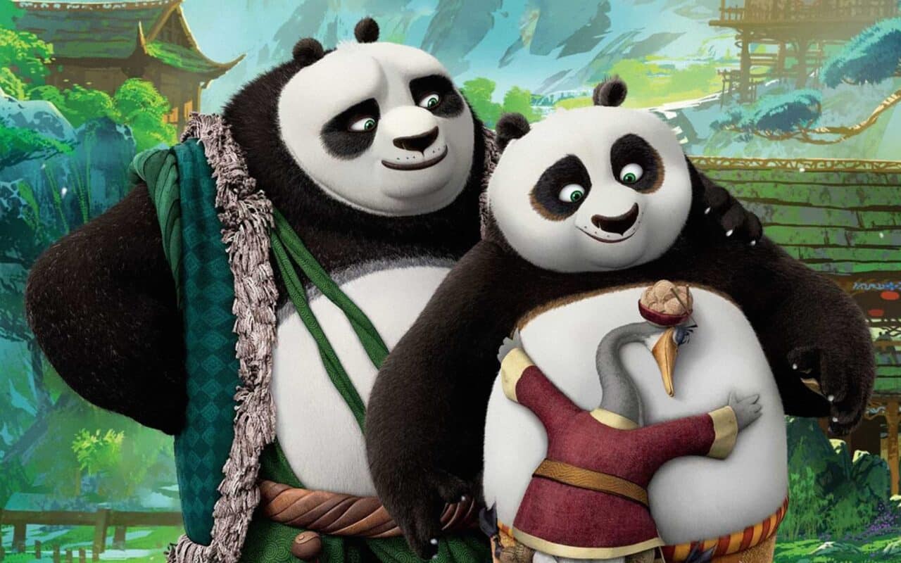Kung Fu Panda Po with both of his fathers