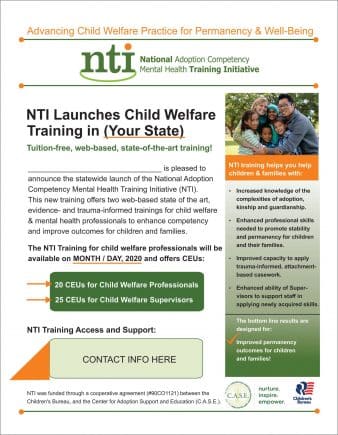 Flyer template for NTI launching in different states.