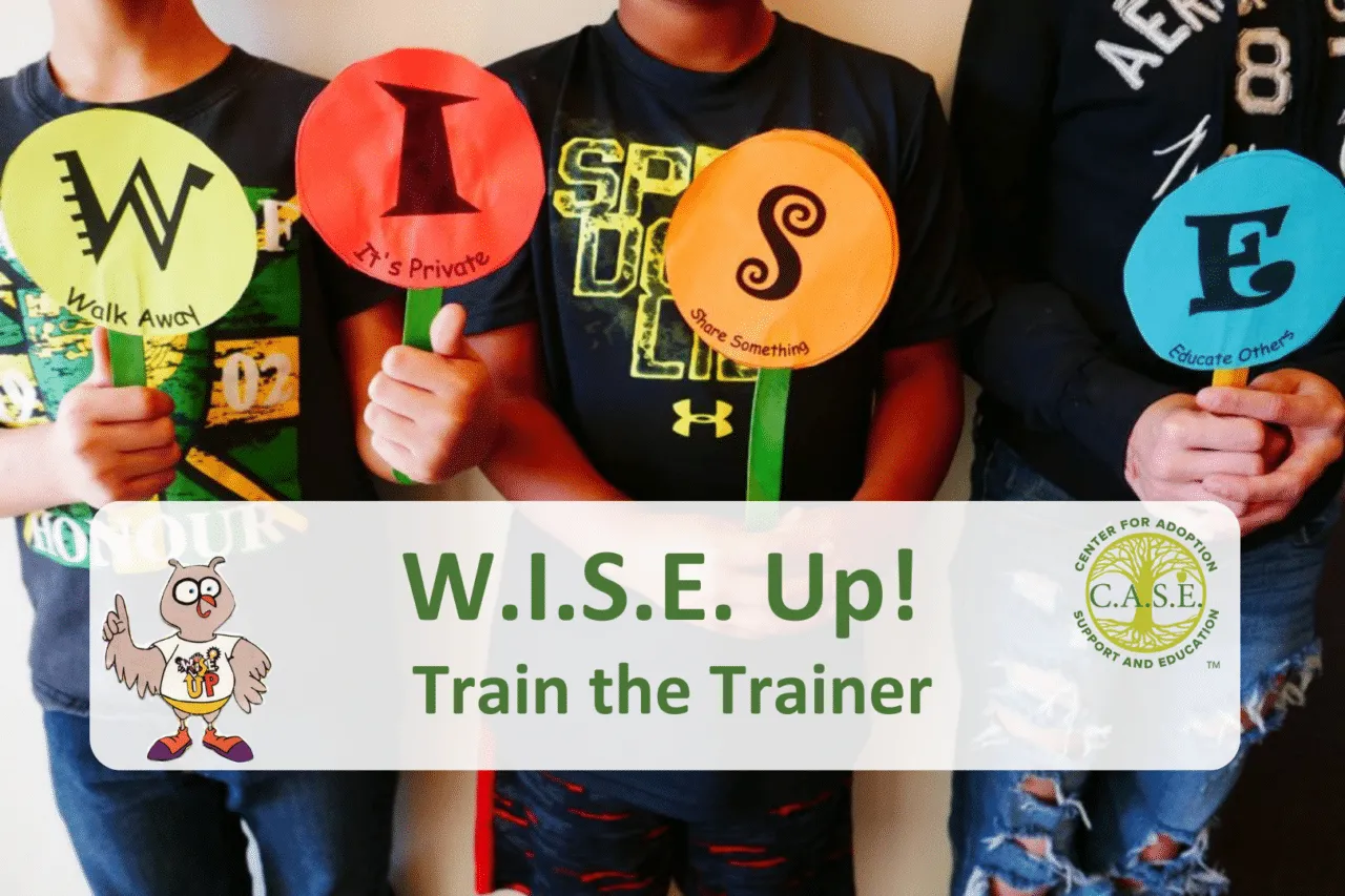 Kids holding up different color paper cut outs W.I.S.E. for W.I.S.E. Up!