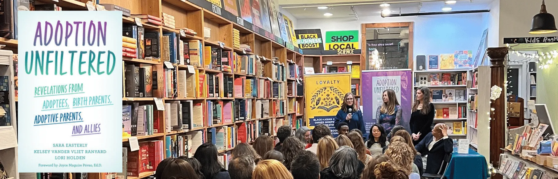 Image of people sitting and listening to the Adoption Unfiltered Book Tour 2024