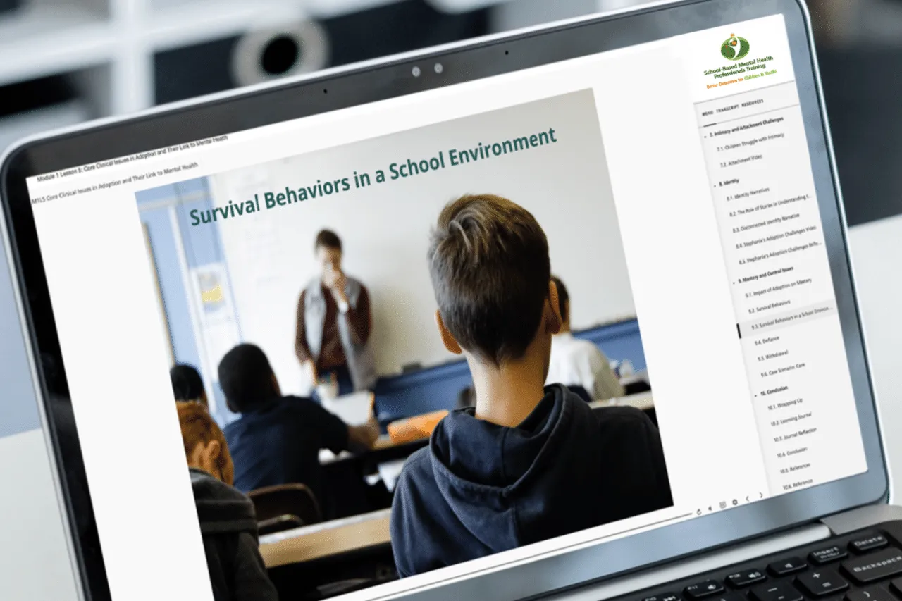 School-Based Mental Health Training Module on laptop