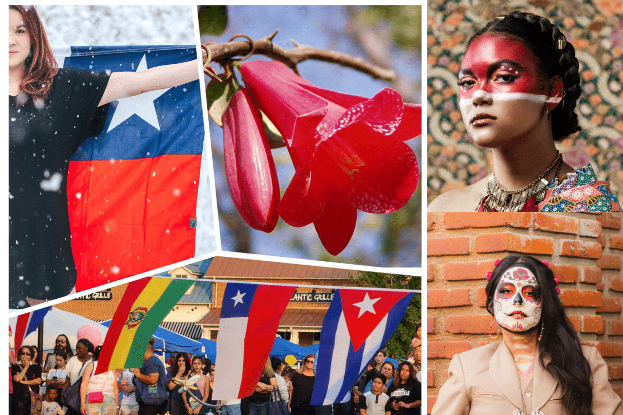 Women in authentic Hispanic face paint collage