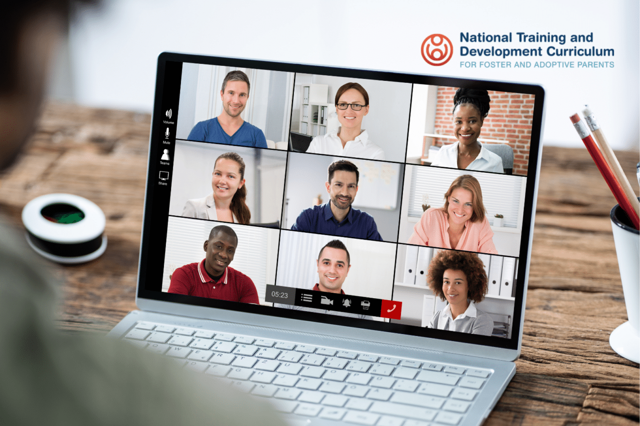 NTDC logo overlayed on image with virtual group of people on laptop