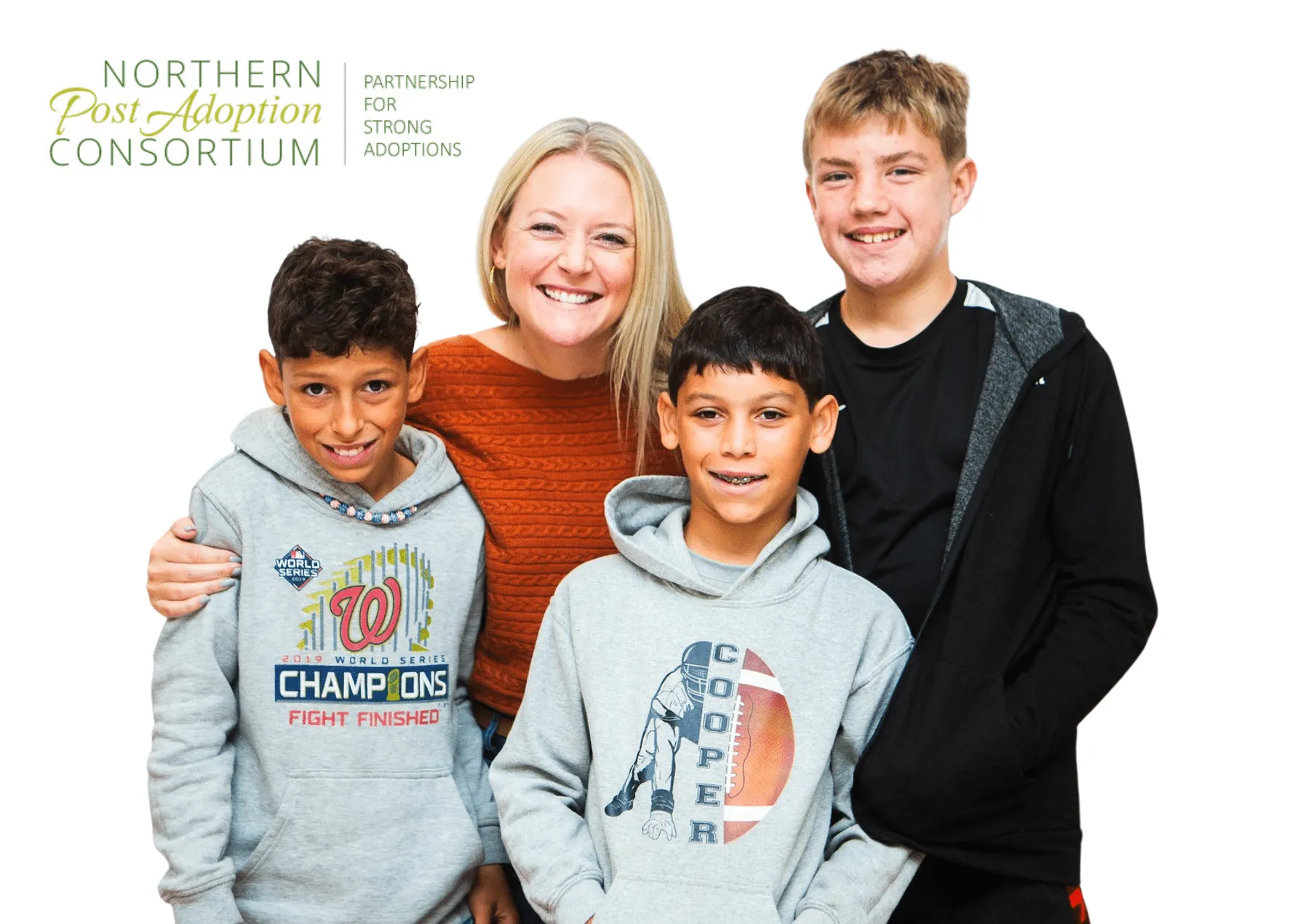 Mom and Three Sons Smiling NPAC logo in left corner