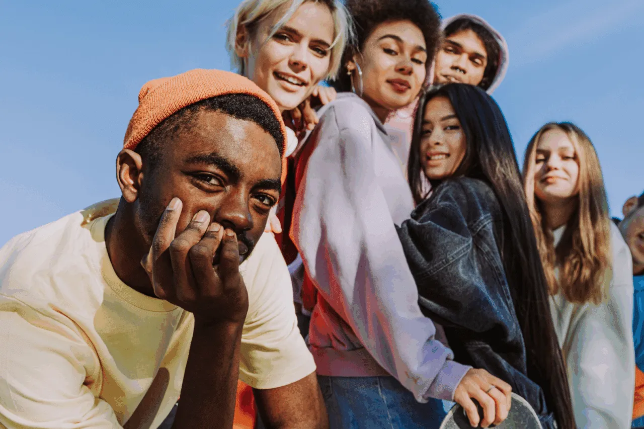 Group of diverse teens