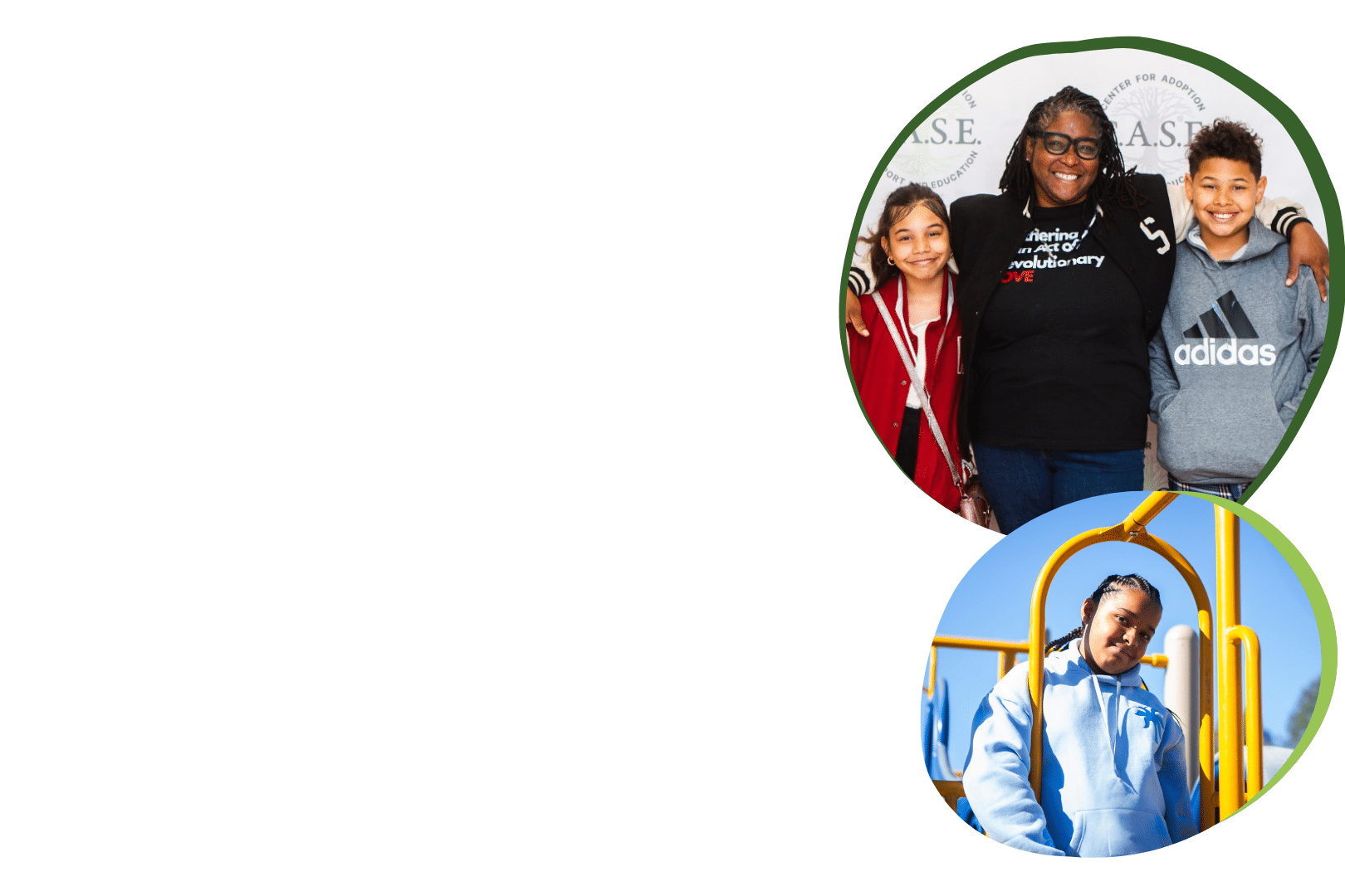 Diverse families posing and smiling