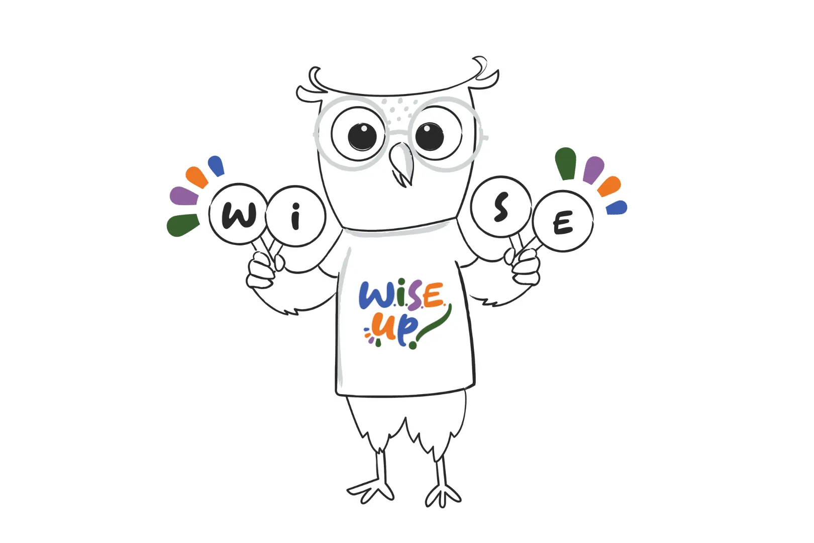 W.I.S.E. Up! Owl Holding Letters