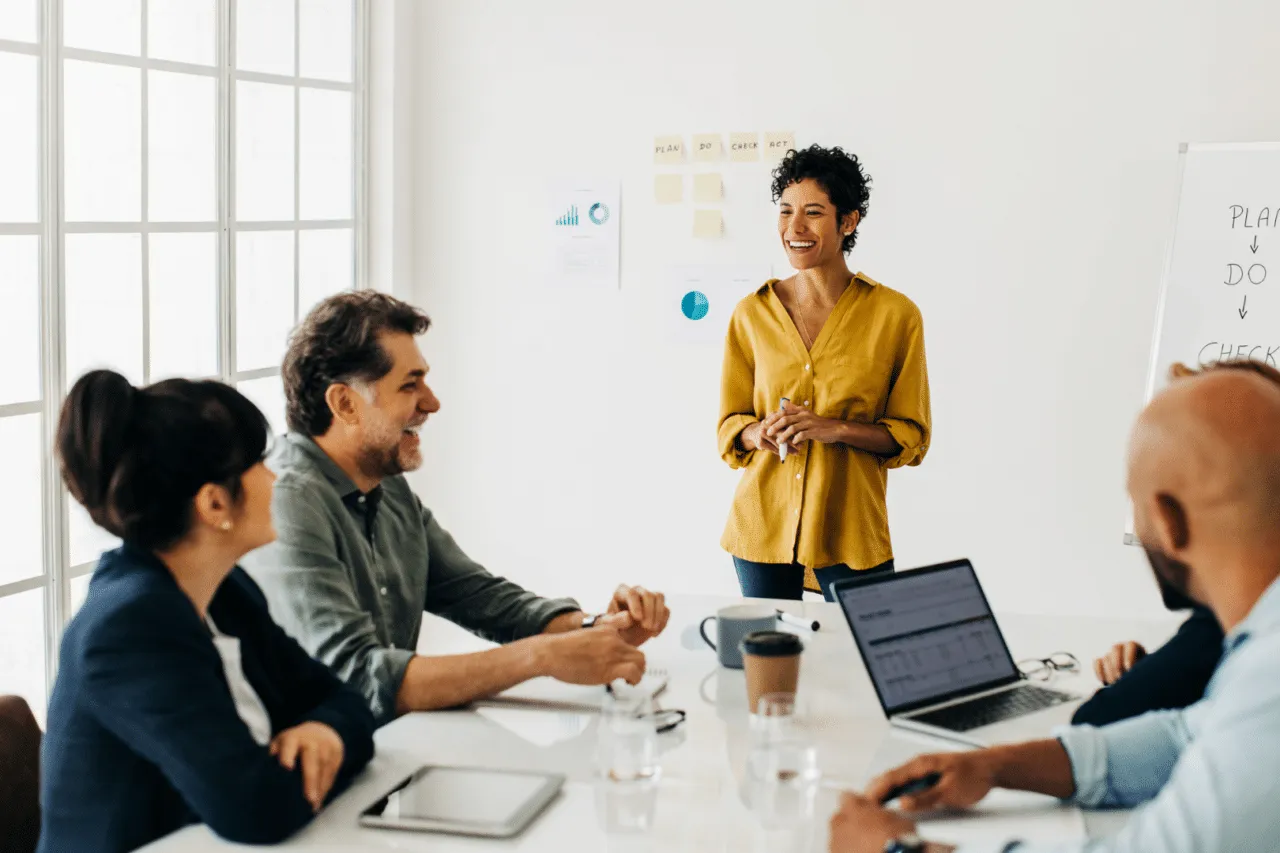Woman presenting in-person training session